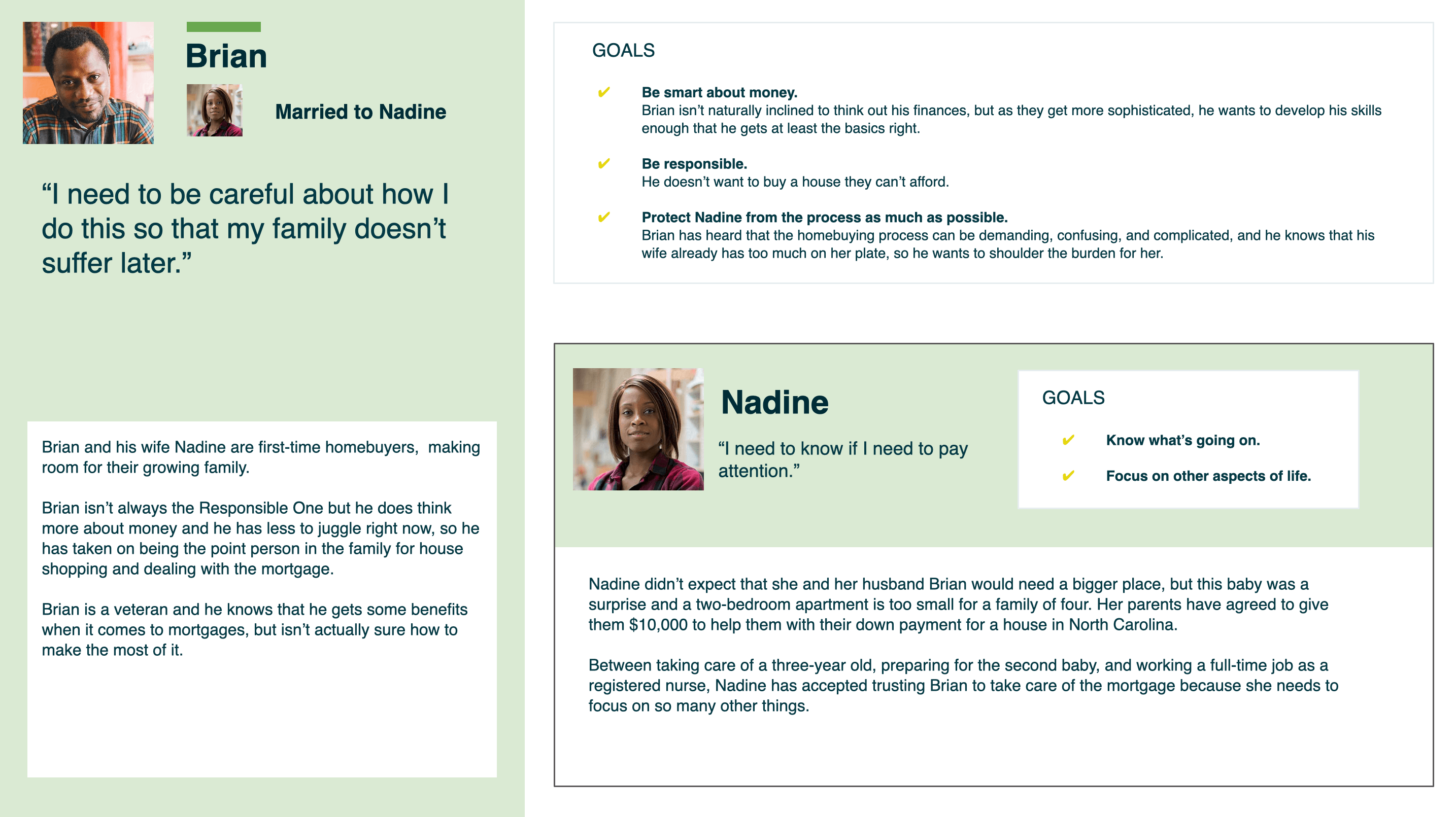 Persona overview of Brian and Nadine, 2 borrowers